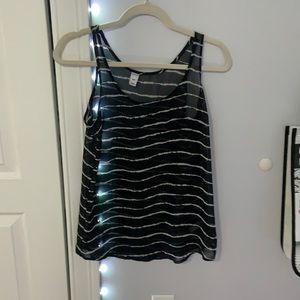 Black and white striped over shirt tank top